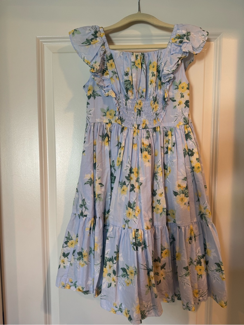 Janie and Jack Lavender Floral Ruffle Dress with Yellow Bloom